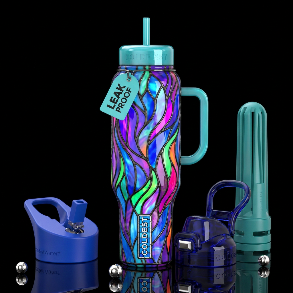 , glossy, trompe-l'œil, beautiferous, , dreamy,neo... water bottle design