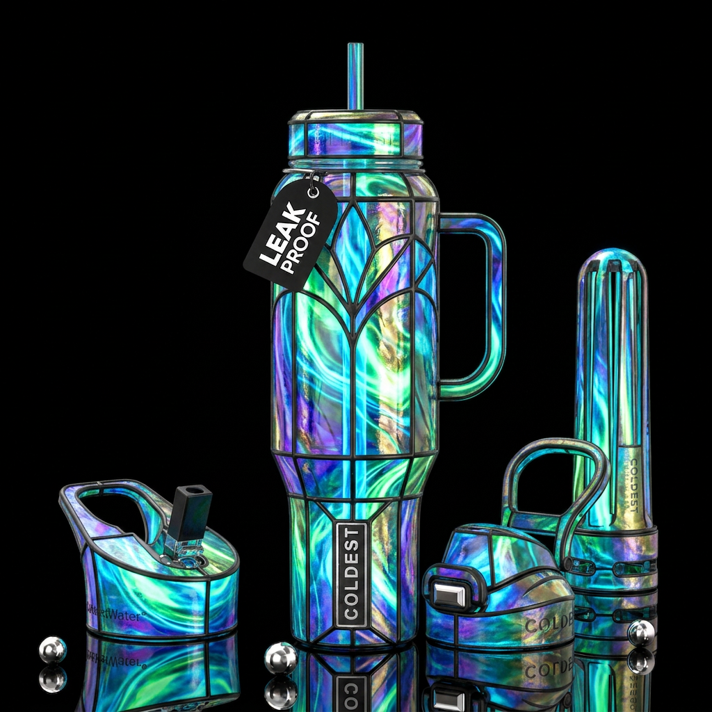 , glossy, trompe-l'œil, beautiferous, , dreamy,neo... water bottle design