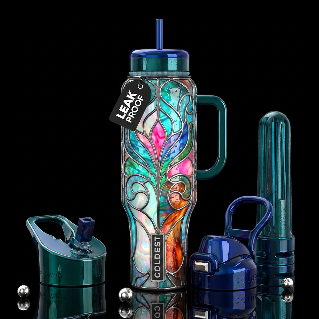, glossy, trompe-l'œil, beautiferous, , dreamy,neo... water bottle design