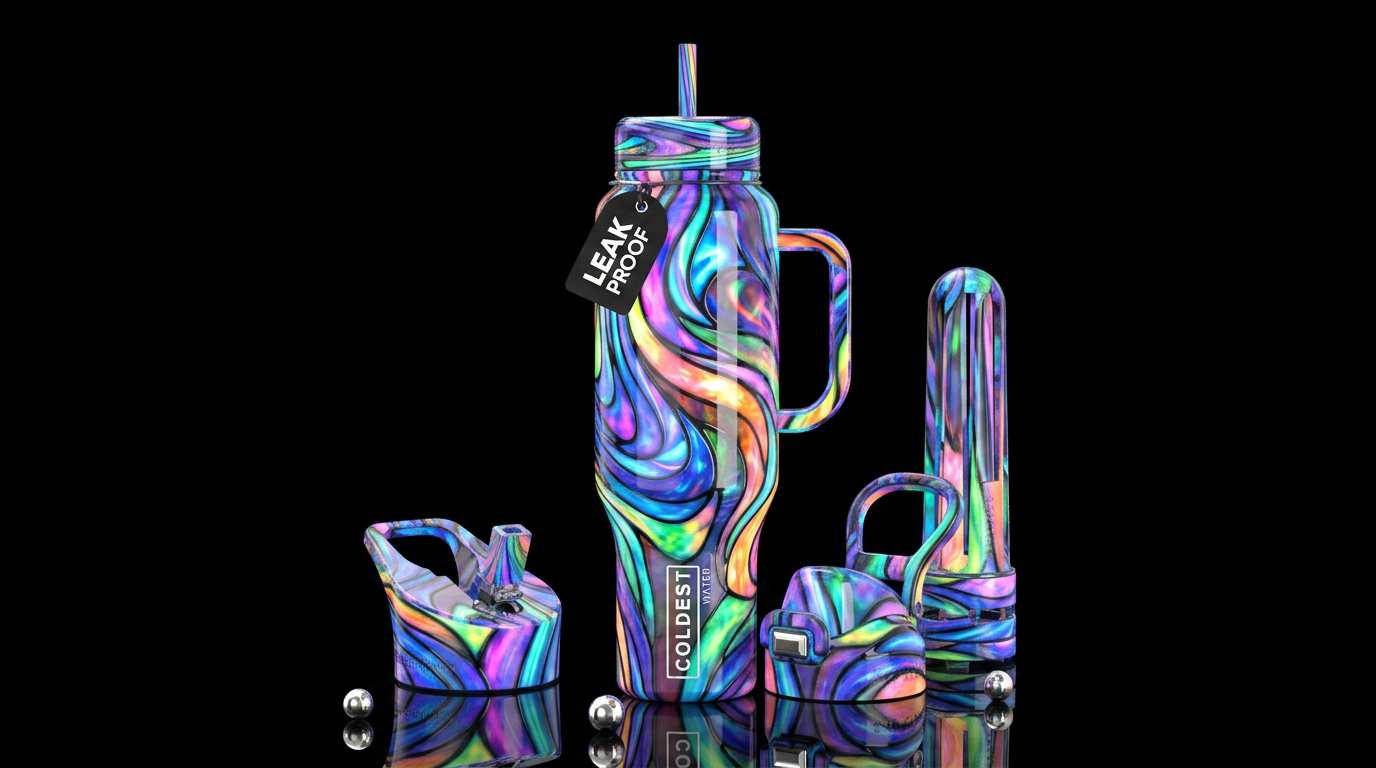 , glossy, trompe-l'œil, beautiferous, , dreamy,neo... water bottle design
