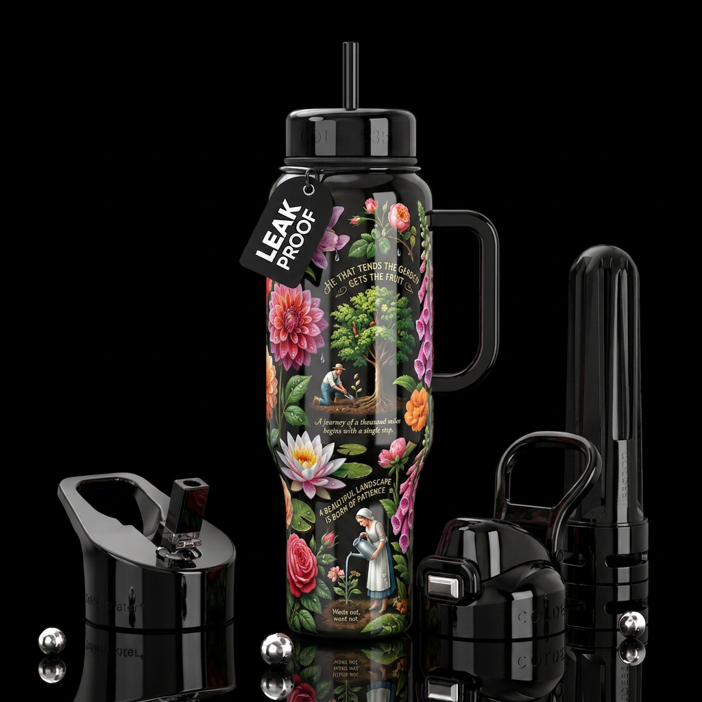 Proverbial, glossy, trompe-l'œil, beautiferous,, g... water bottle design