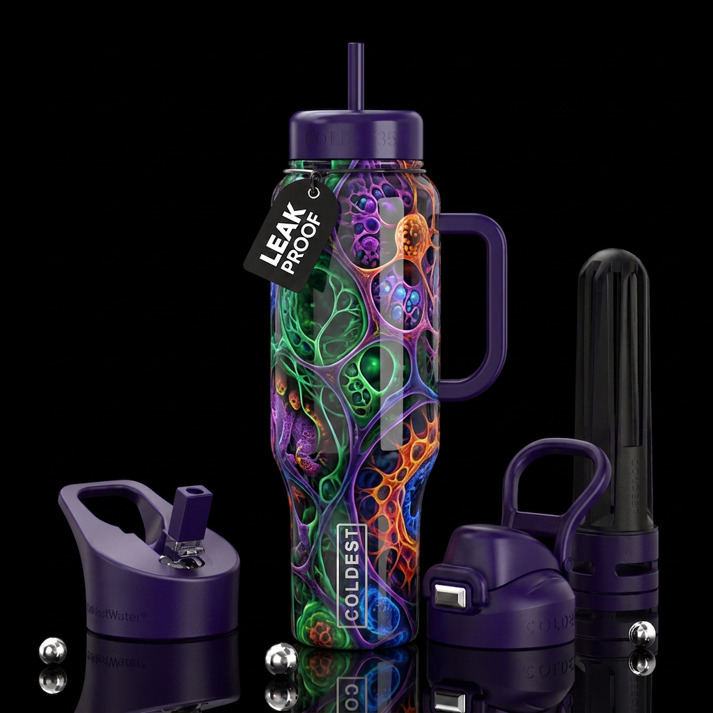 Insane membrane, glossy, trompe-l'œil, beautiferou... water bottle design