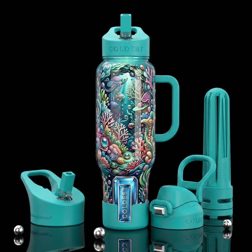 Insane ine, glossy, trompe-l'œil, beautiferous,,wh... water bottle design