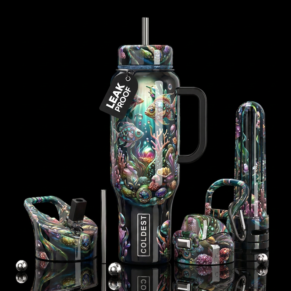 Insane ine, glossy, trompe-l'œil, beautiferous,,wh... water bottle design