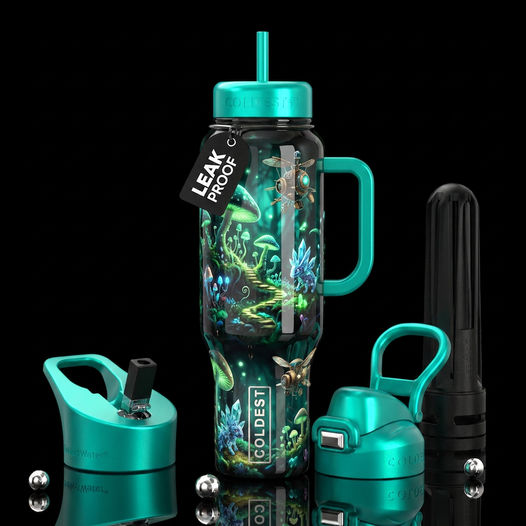 Insane fantasies, glossy, trompe-l'œil, beautifero... water bottle design