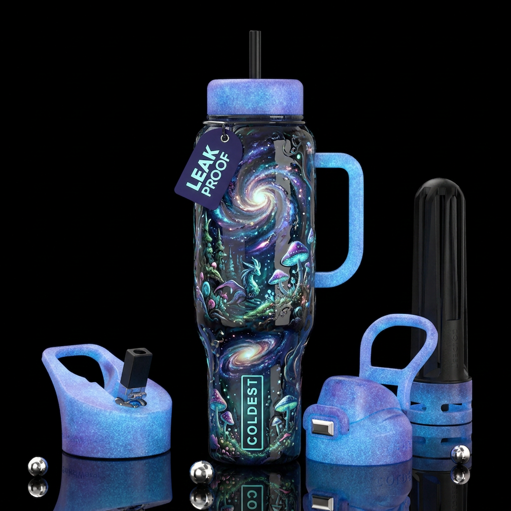 Insane fantasies, glossy, trompe-l'œil, beautifero... water bottle design