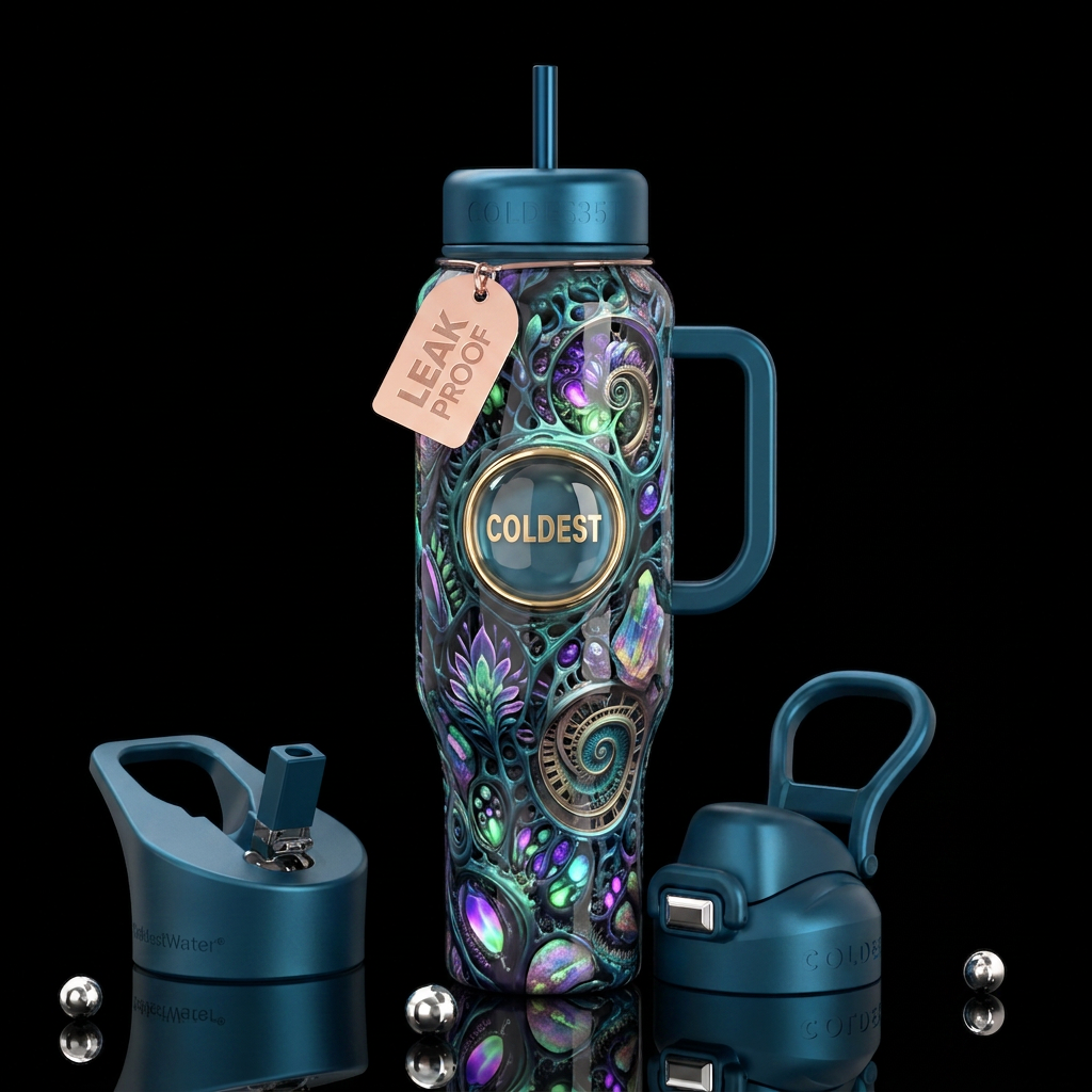 Insane fantasies, glossy, trompe-l'œil, beautifero... water bottle design