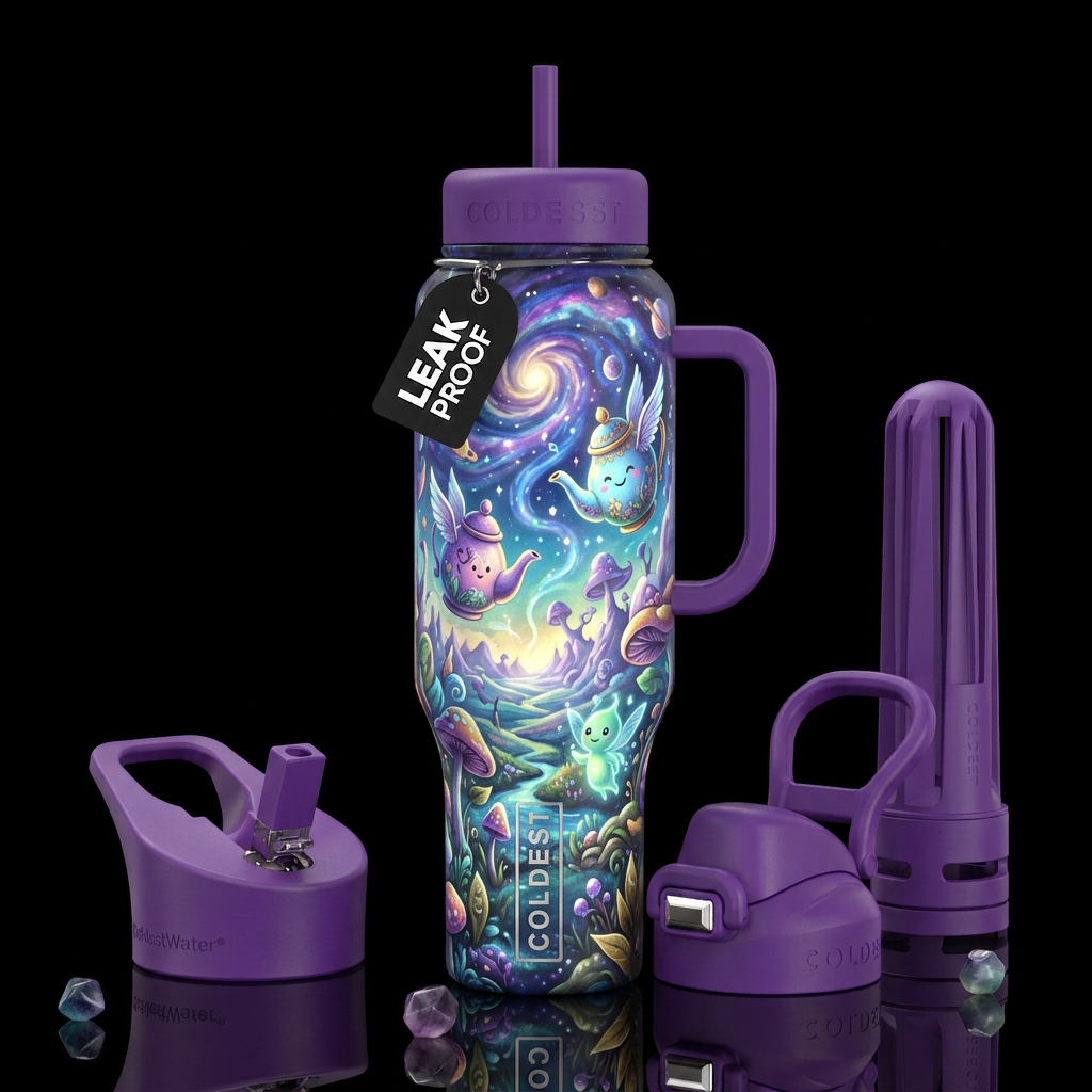 Insane fantasies, glossy, trompe-l'œil, beautifero... water bottle design