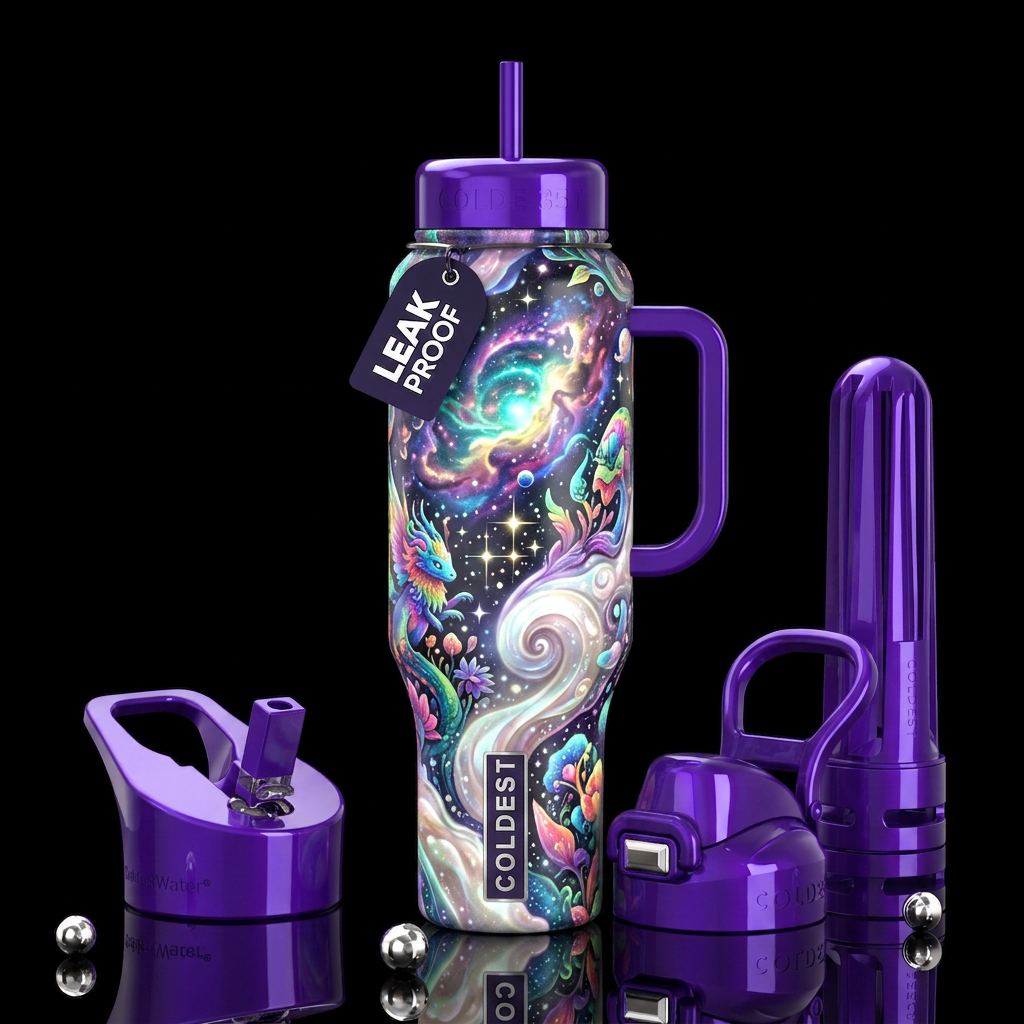 Insane glowie fantasies, glossy, trompe-l'œil, bea... water bottle design