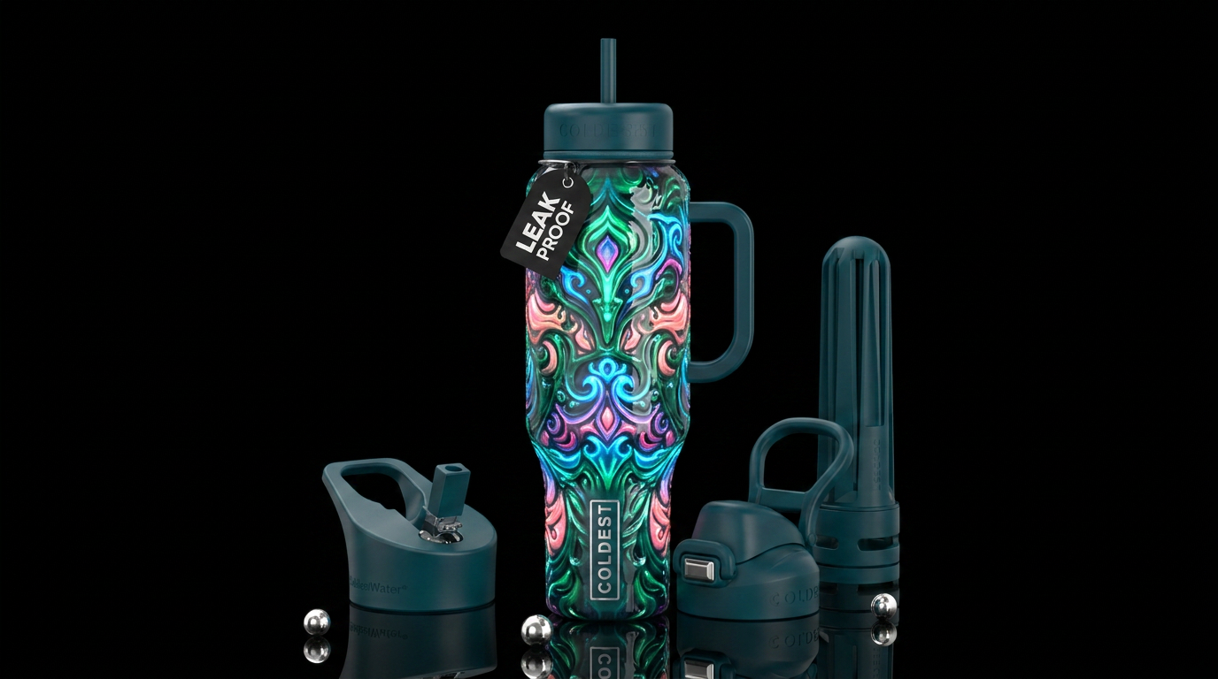 Insane frumpy   art glow in the dark, glossy, trom... water bottle design
