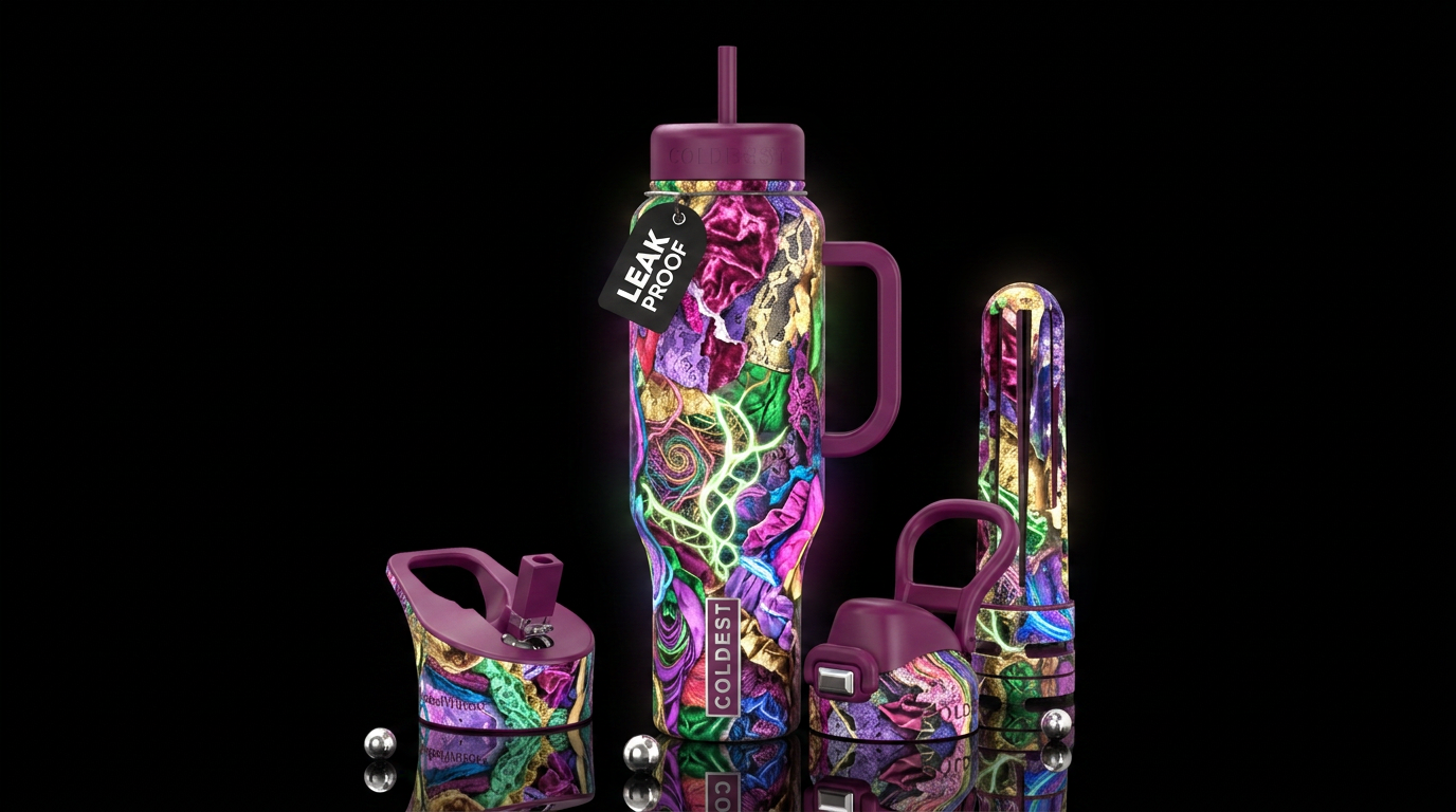 Insane frumpy   art glow in the dark, glossy, trom... water bottle design