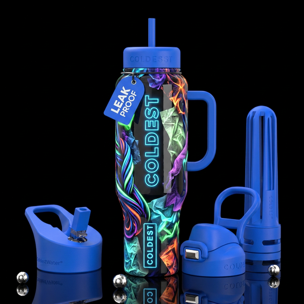 Insane frumpy   art glow in the dark, glossy, trom... water bottle design