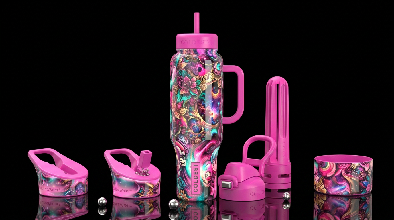 Insane frumpy   art glow in the dark, glossy, trom... water bottle design