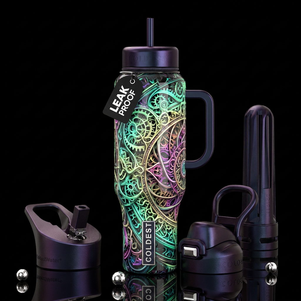 Insane frampy   art glow in the dark, glossy, trom... water bottle design