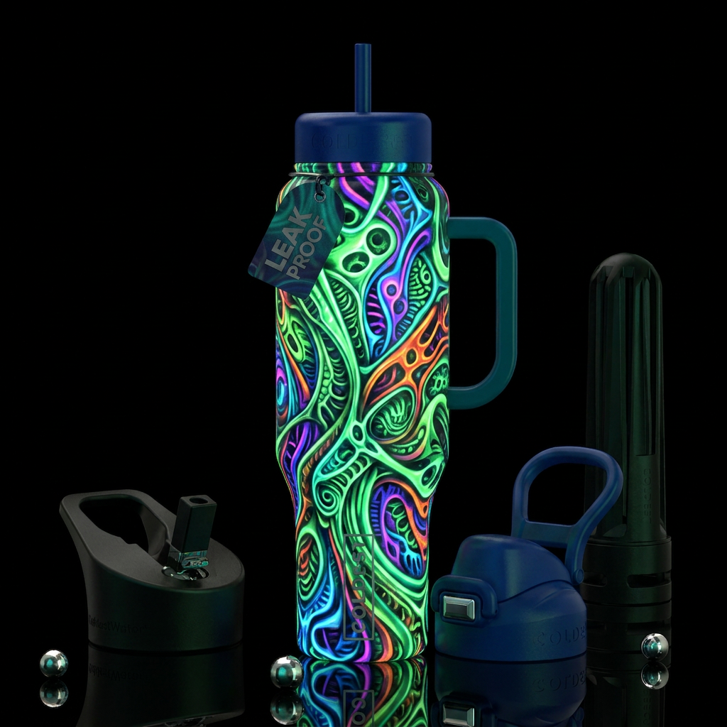 Insane frampy   art glow in the dark, glossy, trom... water bottle design