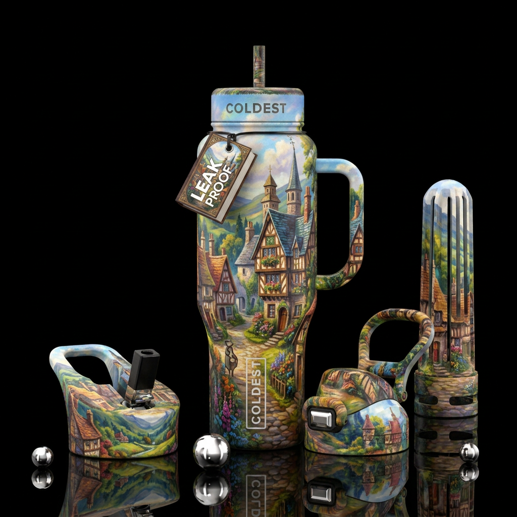 Brigadoon, glossy, trompe-l'œil, beautiferous, dre... water bottle design