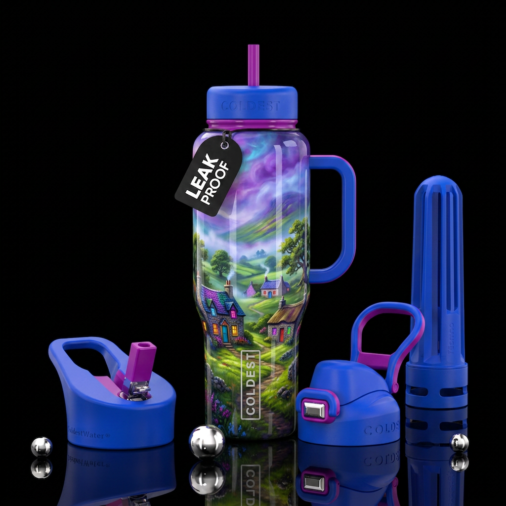 Brigadoon, glossy, trompe-l'œil, beautiferous, viv... water bottle design