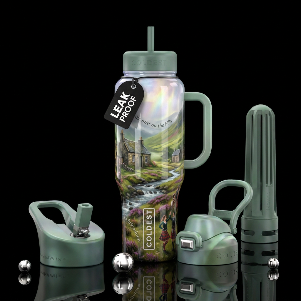 Brigadoon musical, glossy, trompe-l'œil, beautifer... water bottle design