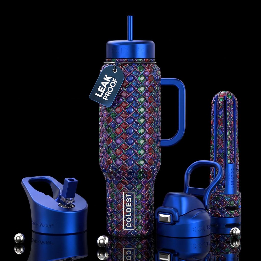 Linked, glossy, trompe-l'œil, beautiferous, water bottle design