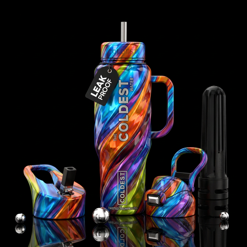 Twisting twisted, glossy, trompe-l'œil, beautifero... water bottle design