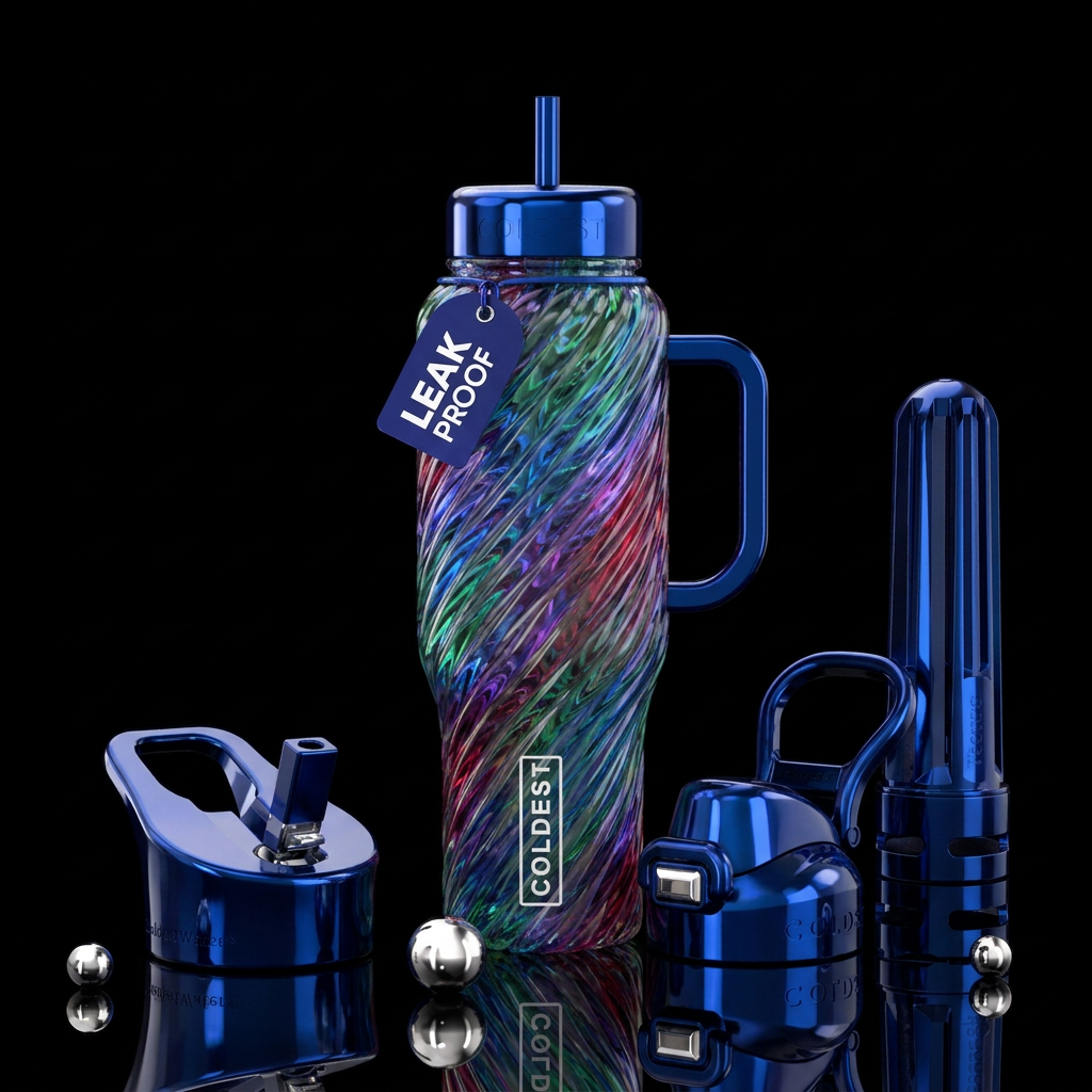 Twisting twisted, glossy, trompe-l'œil, beautifero... water bottle design