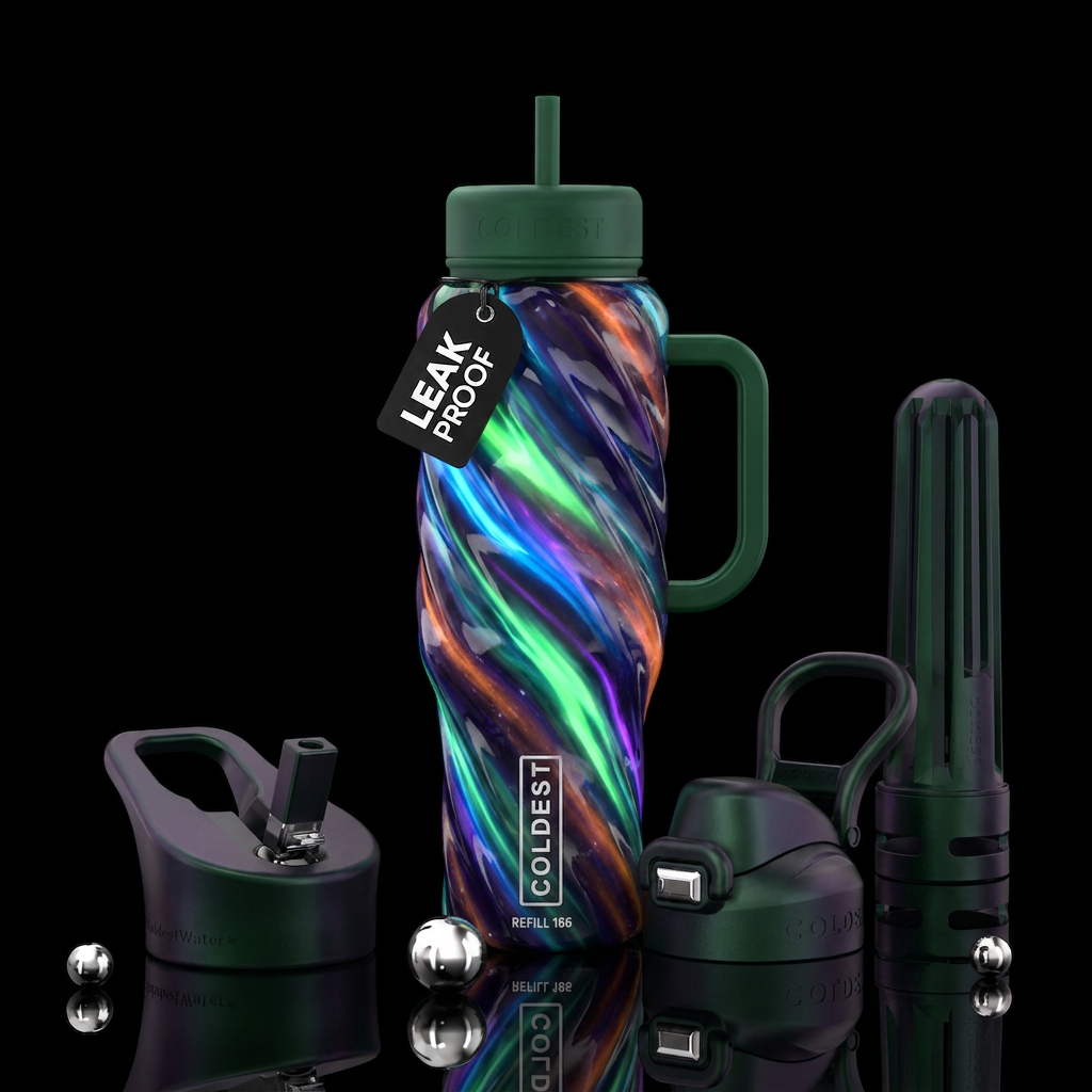 Twisting twisted, glossy, trompe-l'œil, beautifero... water bottle design