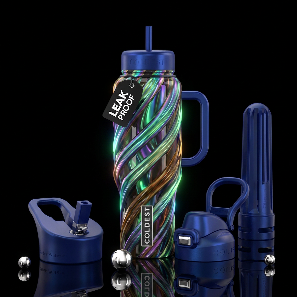Twisting twisted, glossy, trompe-l'œil, beautifero... water bottle design