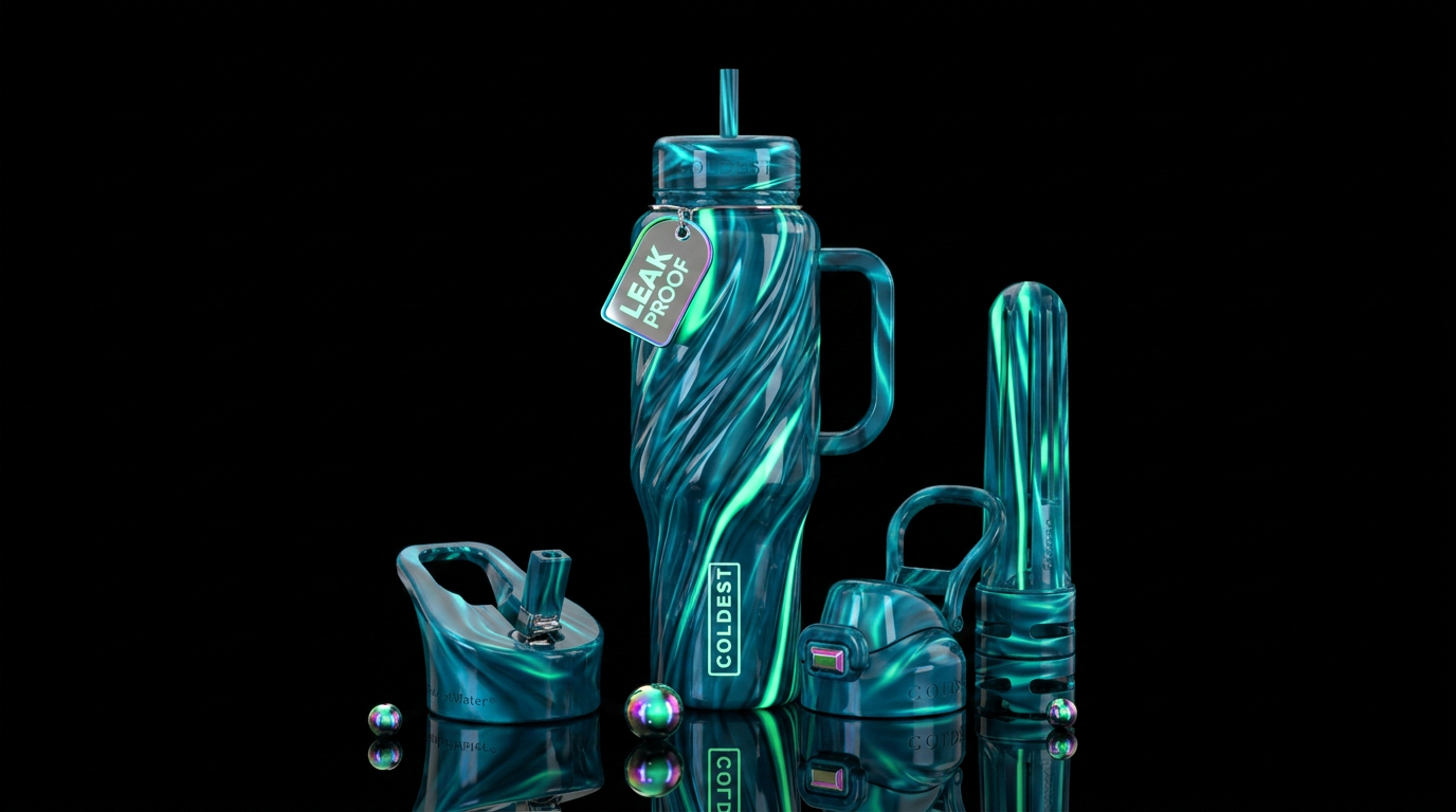 Twisting twisted, glossy, trompe-l'œil, beautifero... water bottle design