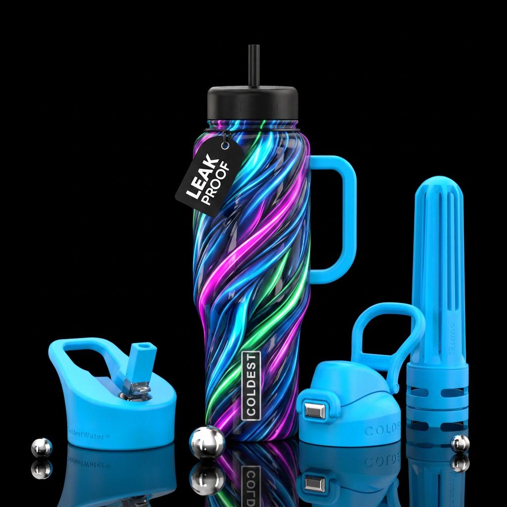 Twisting twisted, glossy, trompe-l'œil, beautifero... water bottle design