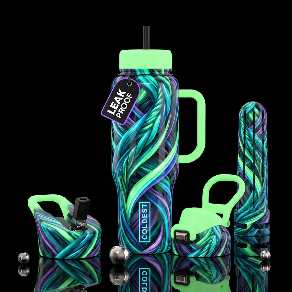 Twisting twisted, glossy, trompe-l'œil, beautifero... water bottle design