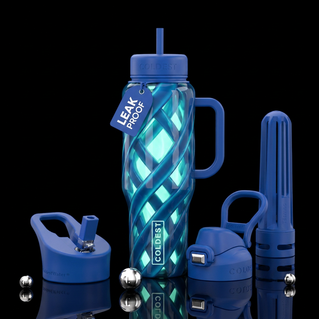 Twisting twisted, glossy, trompe-l'œil, beautifero... water bottle design