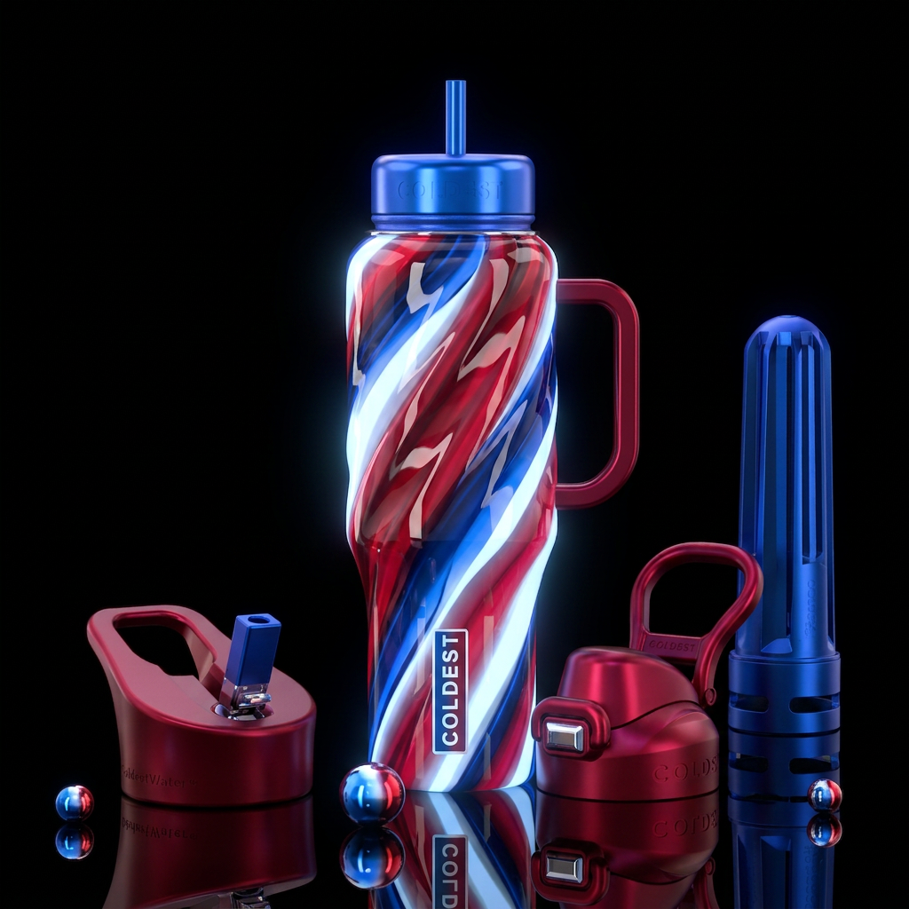 Twisting twisted, glossy, trompe-l'œil, beautifero... water bottle design