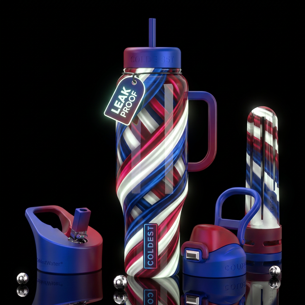 Twisting twisted, glossy, trompe-l'œil, beautifero... water bottle design