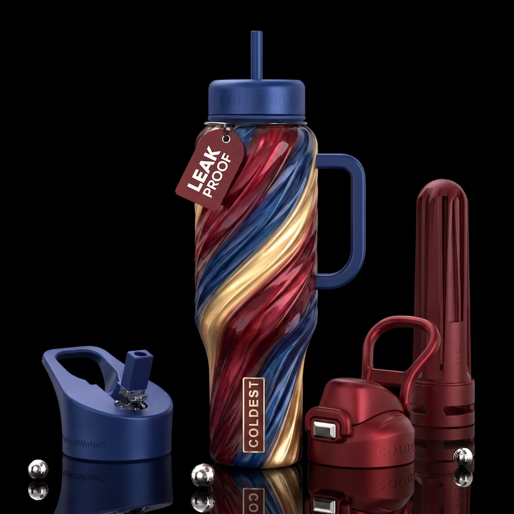 Twisting twisted, glossy, trompe-l'œil, beautifero... water bottle design