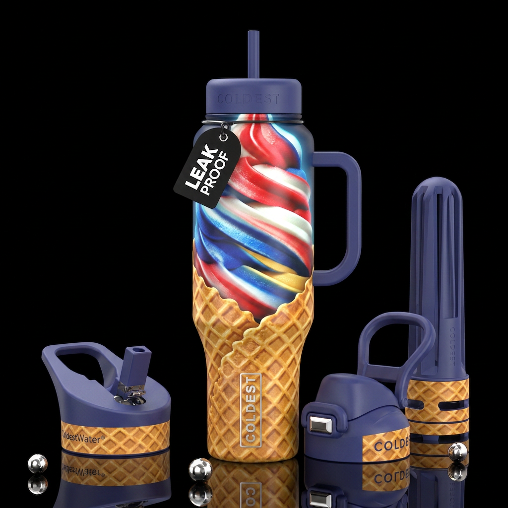 Twisting twisted, glossy, trompe-l'œil, beautifero... water bottle design