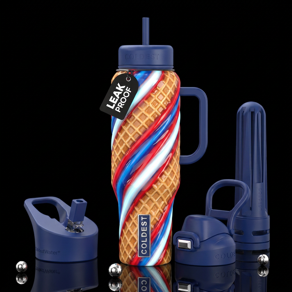 Twisting twisted, glossy, trompe-l'œil, beautifero... water bottle design