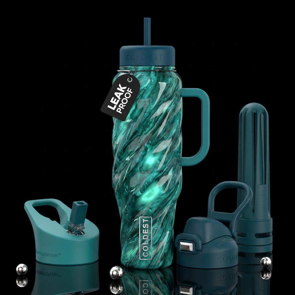 Twisting twisted, glossy, trompe-l'œil, beautifero... water bottle design