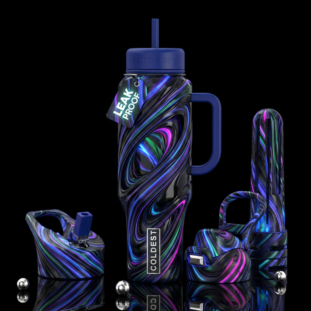 Twisting twisted, glossy, trompe-l'œil, beautifero... water bottle design