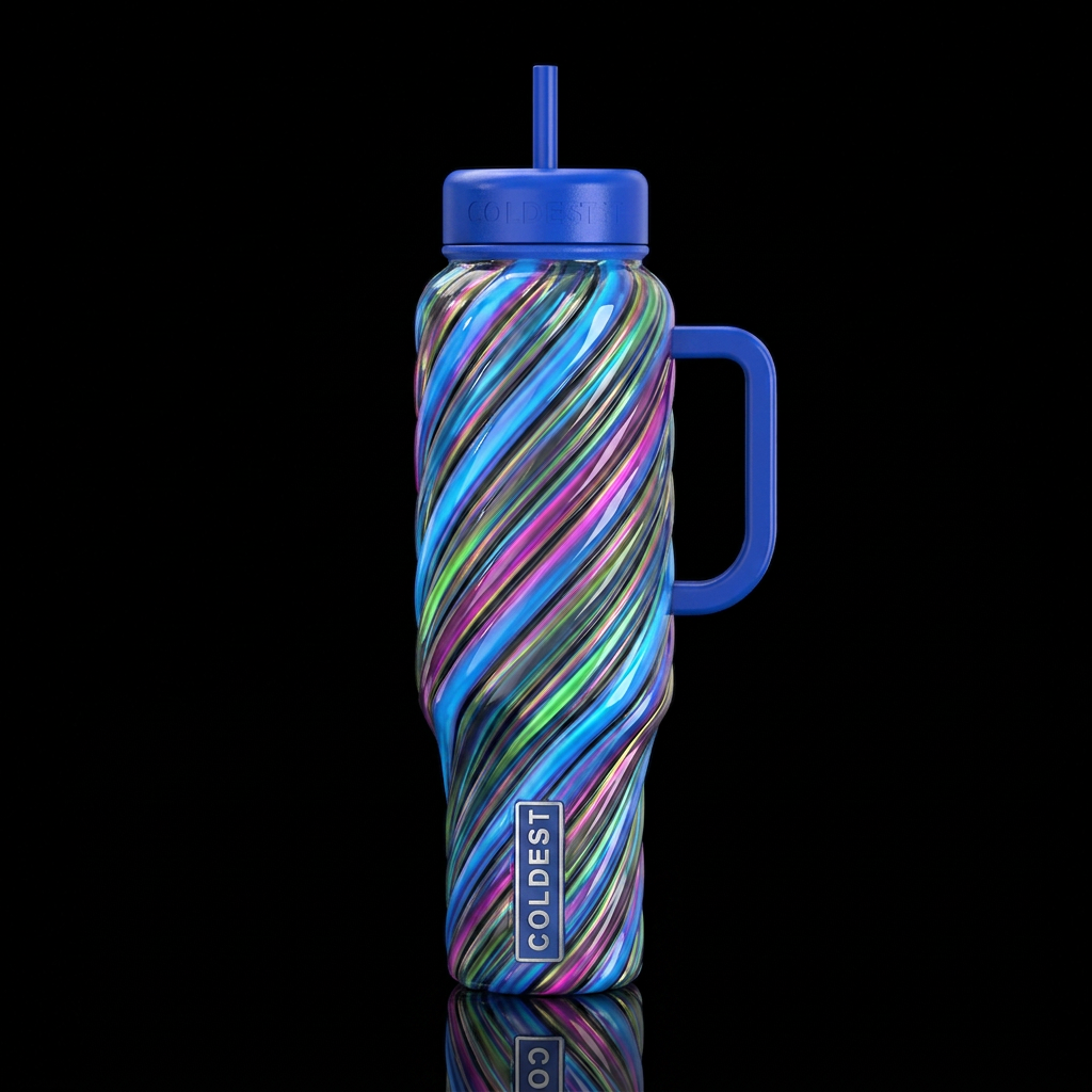 Twisting twisted, glossy, trompe-l'œil, beautifero... water bottle design