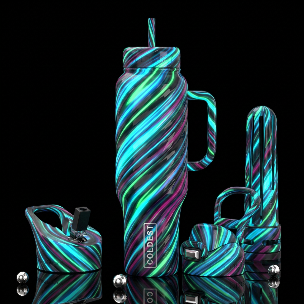 Twisting twisted, glossy, trompe-l'œil, beautifero... water bottle design
