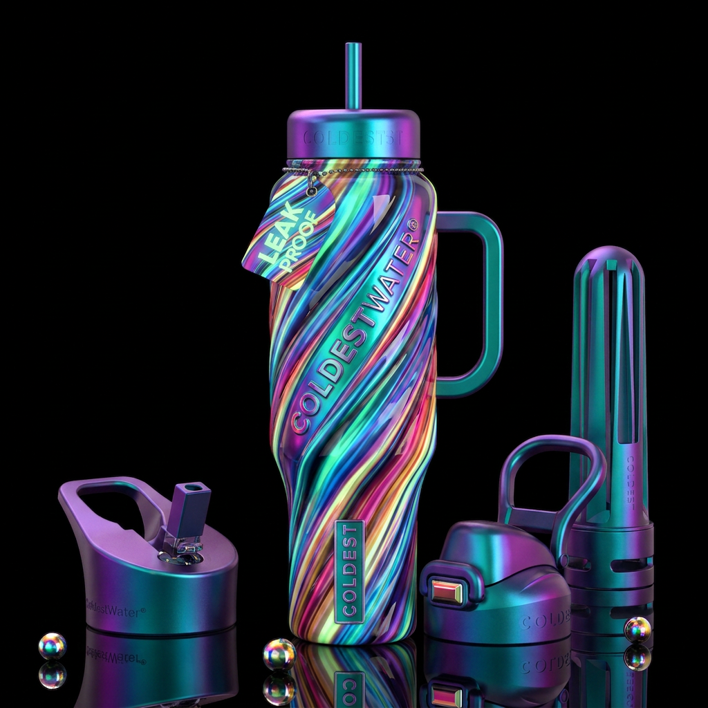 Twisting twisted, glossy, trompe-l'œil, beautifero... water bottle design