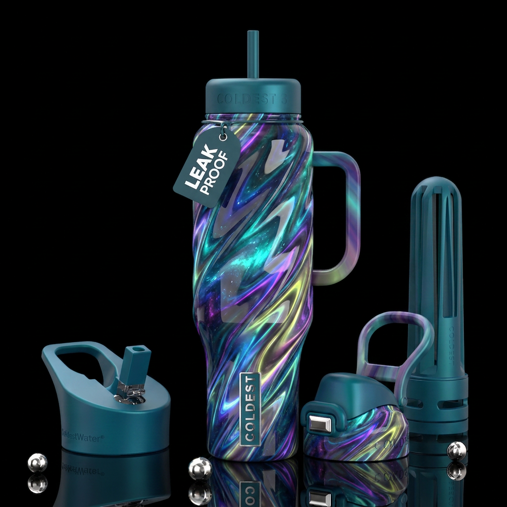 Twisting twisted, glossy, trompe-l'œil, beautifero... water bottle design