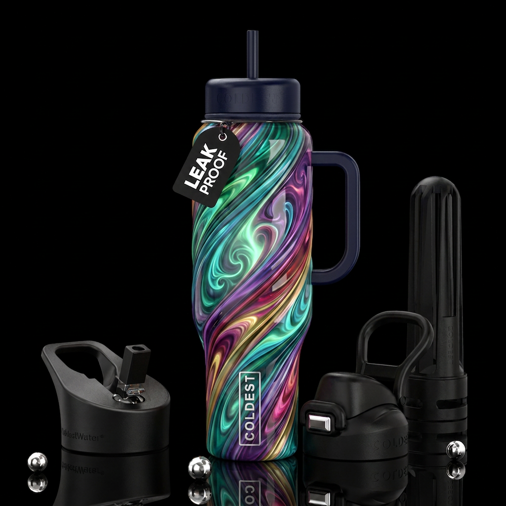 Twisting twisted, glossy, trompe-l'œil, beautifero... water bottle design