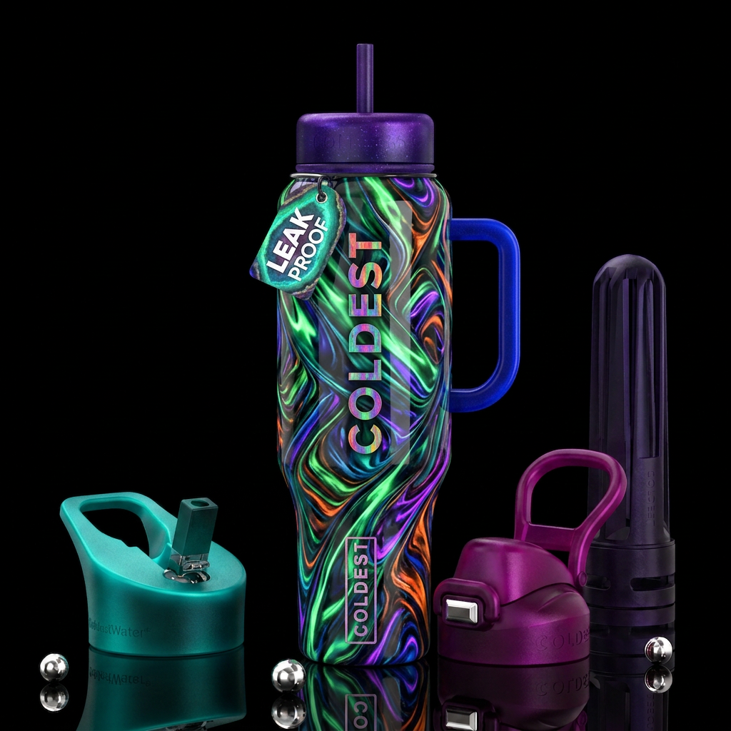 Twisting twisted, glossy, trompe-l'œil, beautifero... water bottle design