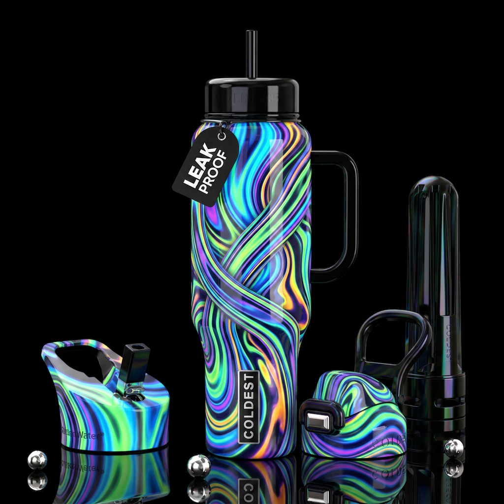 Twisting twisted, glossy, trompe-l'œil, beautifero... water bottle design