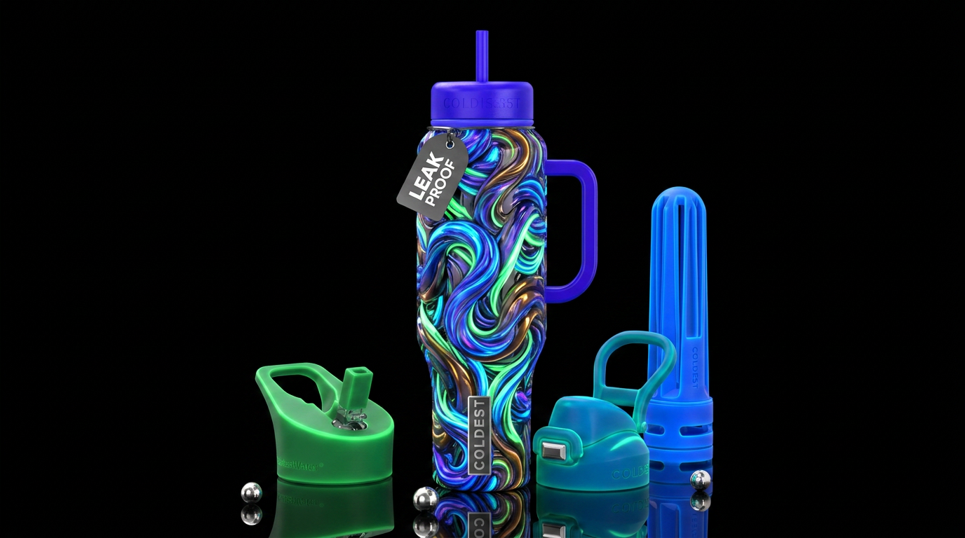 Twisting twisted, glossy, trompe-l'œil, beautifero... water bottle design