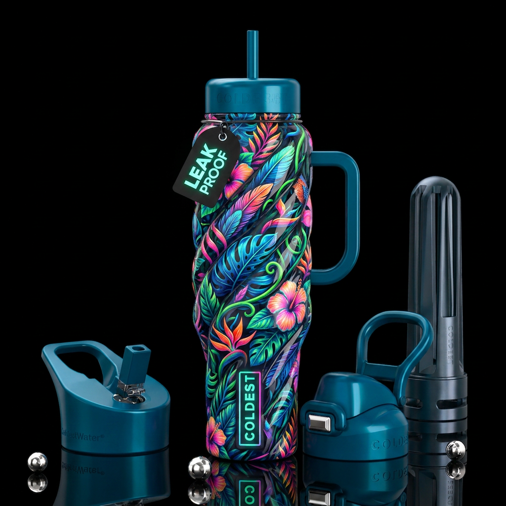 Twisting twisted, glossy, trompe-l'œil, beautifero... water bottle design