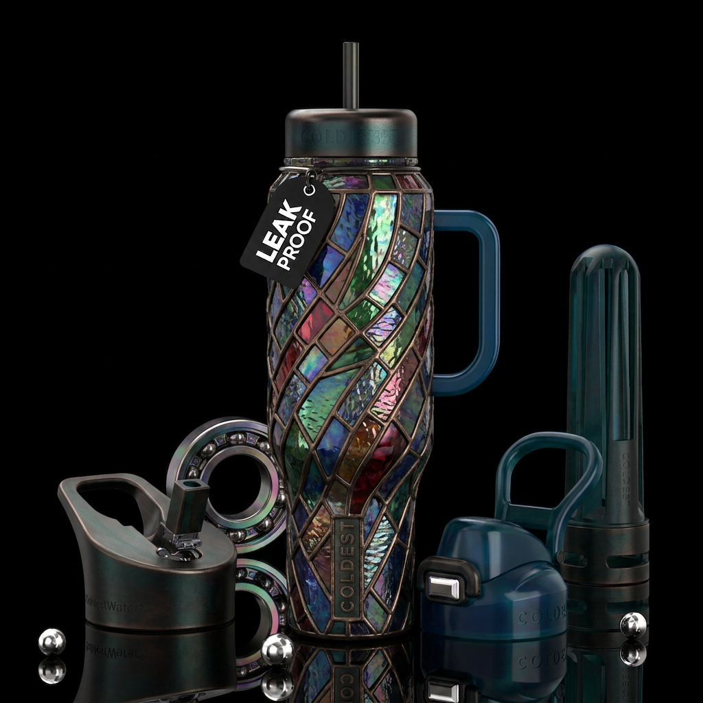 Twisted twisting, glossy, trompe-l'œil,beautiferou... water bottle design