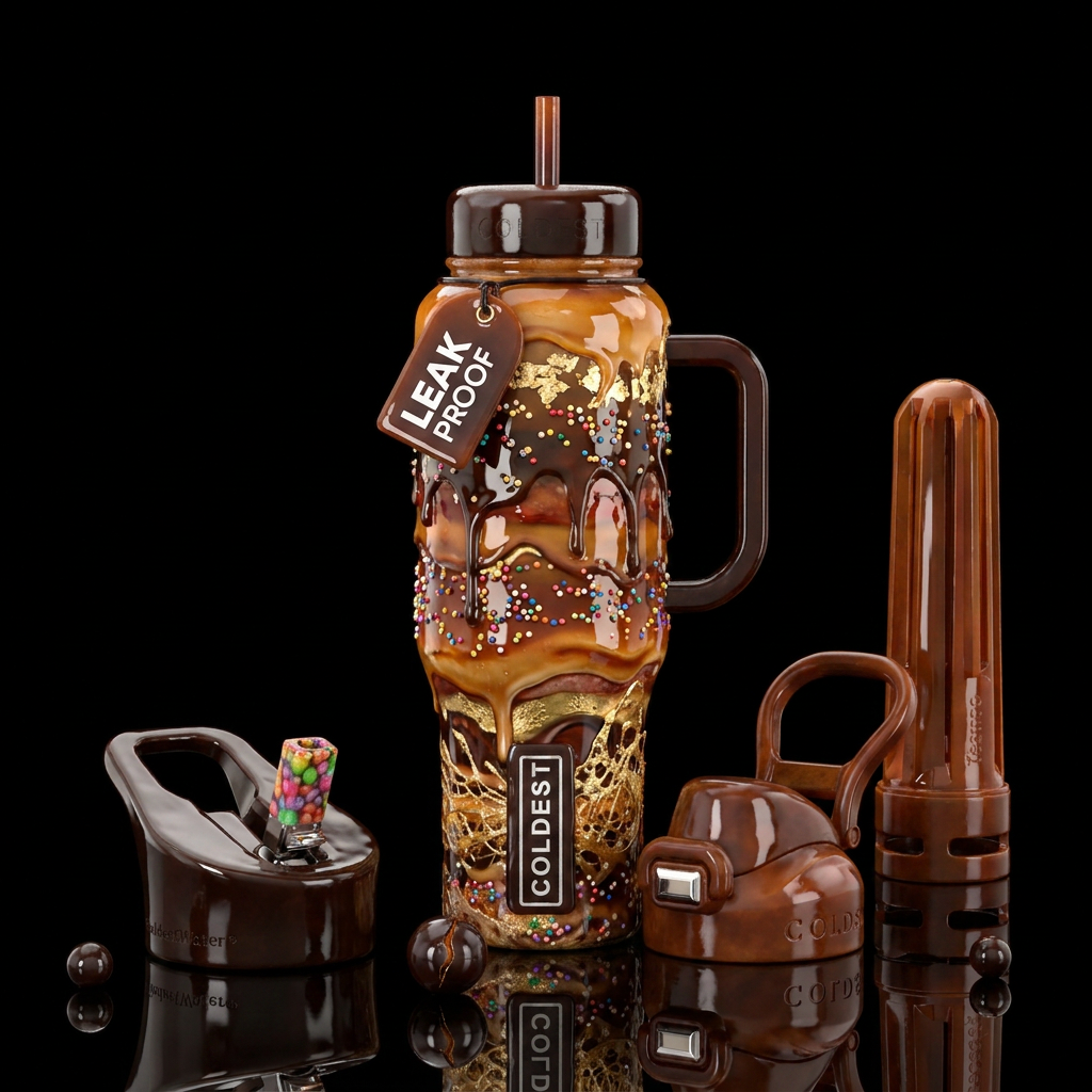 Addictive, delicious, glossy, trompe-l'œil, beauti... water bottle design