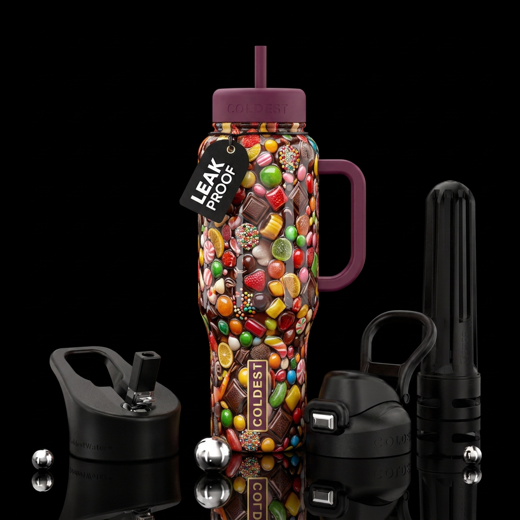Addictive, delicious, glossy, trompe-l'œil, beauti... water bottle design